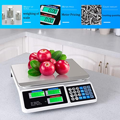  Electronic Price Computing Scale 66 LB Computing Commercial Food Meat Produce Electronic Counting Weight Lb/g/Kg With Large Display And Rechargeable Battery