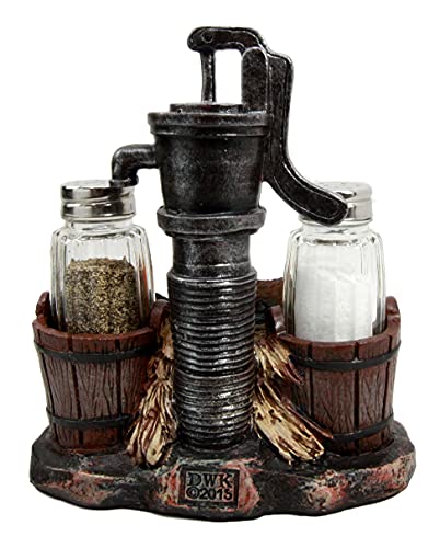  Country Animal Farm Chicken Hen With Chicks By Irrigation Well Pump Barrels And Sunflowers Salt And Pepper Shakers Holder Figurine As Kitchen Dining Home Decorative Sculpture Of Rooster