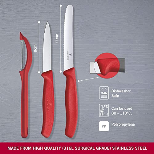 Victorinox Swiss Classic 3-Piece Paring Knife With Peeler Set In Red
