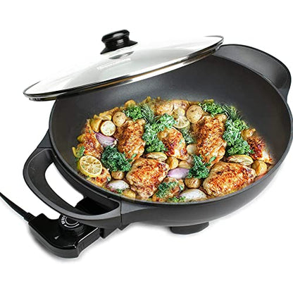  Nstick Electric Skillet - With Vented Glass Lid (13-In, 6Qt)