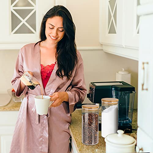  -Glass Jars With Bamboo Lids 32 Oz 8 Pcs Glass Food Storage Containers With Airtight Bamboo Lids, Glass Canisters Stackable Kitchen Pantry Bamboo Lid For Coffee Beans, Rice, Sugar And More