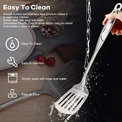  High-grade Stainless Steel Slotted Spatula,Cooking Slotted Turner For Kitchen 1-Pcs (13.5 Inch)