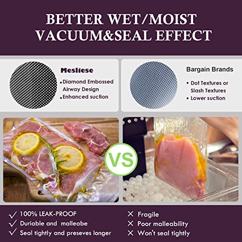  Vacuum Sealer Bags Rolls For Custom Fit 8''x16' 3 Pack, Heavy-Duty Thick Food Bag, BPA-Free, Freezable, Use For Sous Vide And Storing Raw And Cooked Foods, Universal Compatibility