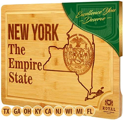  Bamboo State Cutting Board For Kitchen – California Cheese Board, Charcuterie Platter & Serving Tray, (15" X 10")