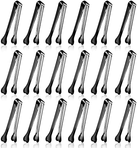  18 Pack Premium Small Serving Tongs, Mini Stainless Steel Appetizer Tongs 4.33Inch Silver
