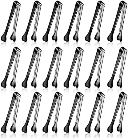  18 Pack Premium Small Serving Tongs, Mini Stainless Steel Appetizer Tongs 4.33Inch Silver