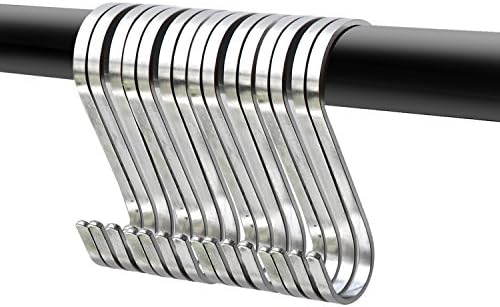  Sfun 15 Pack Size Large 3.5 Inch Flat S Hooks Heavy Duty Solid 304 Stainless Steel S Shaped Hanging Hooks,Metal Kitchen Pot Pan Hangers Rack Hooks
