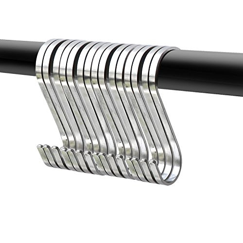  Sfun 15 Pack Size Large 3.5 Inch Flat S Hooks Heavy Duty Solid 304 Stainless Steel S Shaped Hanging Hooks,Metal Kitchen Pot Pan Hangers Rack Hooks