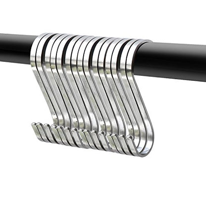  Sfun 15 Pack Size Large 3.5 Inch Flat S Hooks Heavy Duty Solid 304 Stainless Steel S Shaped Hanging Hooks,Metal Kitchen Pot Pan Hangers Rack Hooks