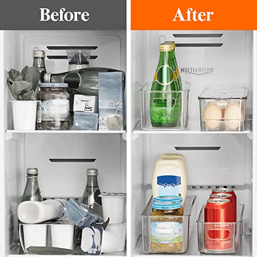  8pcs Big Refrigerator Organizer Bins Set, Multi-size Clear Fridge Organizer Stackable Box For Kitchen Cabinet Bathroom Pantry Laundryroom Shelves Storage, BPA-Free Food Safety