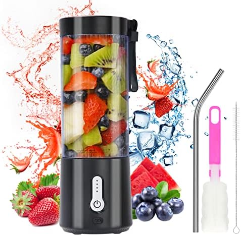 Portable Blender For Shakes And Smoothies,17oz Personal Size Blender With USB Rechargeable And 6 Blades, Fruit Veggie Fresh Juicer Mini Portable Blender Cup For Travel Sports Kitchen (White)