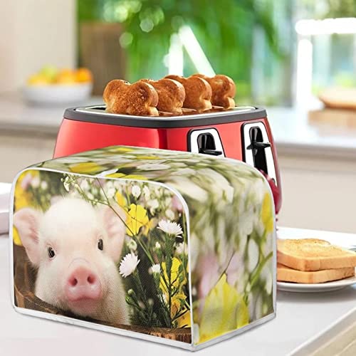  Buybai Kitchen Toaster Covers 2 Slice Wide Slot Cute 3D Pig Pattern Small Appliance Covers Dustproof Bread Maker Covers