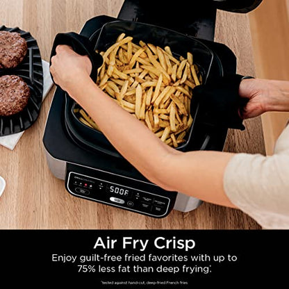 Ninja AG301 Foodi 5-in-1 Indoor Grill With Air Fry, Roast, Bake & Dehydrate, Black/Silver