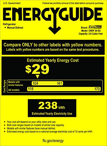  2.6 Cu.ft. Compact Refrigerator-Stainless, Reversible Door