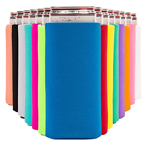  Slim Can Cooler Sleeves (14-Pack) Soft Insulated Slim Can Koolie For White Claw Seltzer & Slim Beer - HTV Blanks For Vinyl Projects - Skinny Can Koolies Bulk - Tall Can Koolie - Coolies For Slim Cans