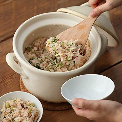  Japanese Donabe Cocer Rice Cooking Pot, 3 Go, 2200cc, White