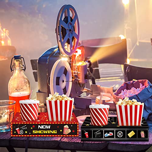  32Pcs Movie Night Snack Trays Hold Popcorn Candy Food Drink, Movie Theater Popcorn Holder Disposable Movie Boxes Supplies For Kid's Birthday Party Concession Stand Carpet Family