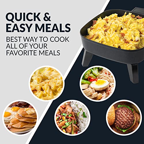  Craft 7-Inch Electric Non-Stick Skillet, Adjustable Temperature Control, Cool-Touch Handle With Tempered Glass Lid, Perfect For Healthy Keto & Low-Carb Diets, Rice Bowls, & Eggs
