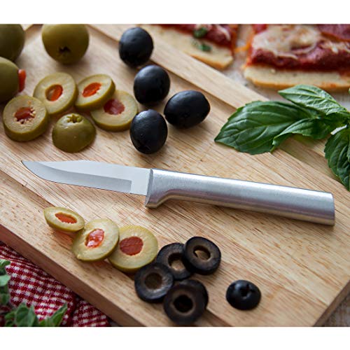  Ada Cutlery - S01 Rada Cutlery Paring Knife Set 3 Knives With Stainless Steel Blades And Brushed Aluminum Made In The USA, 7 1/8", 6 3/4", 6 1/8", Silver Handle
