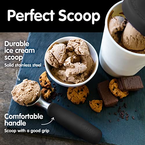  Ice Cream Scoop Stainless Steel - Dishwasher Safe, Ice Cream Scooper With Comfortable Handle (Black)
