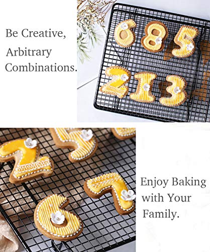  Large Number Cookie Biscuit Cutters Set 3 Inches, 9 Piece Stainless Steel Numbers Cutter Set Tools For Kitchen,Baking