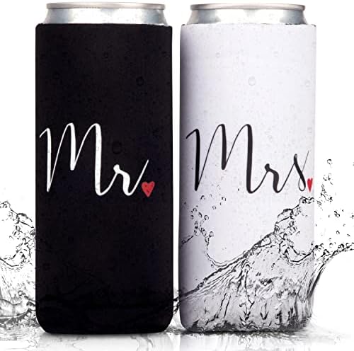  Wedding Can Coolers Mr And Mrs Gifts - Just Married Decorations, Wedding Day & Honeymoon Essentials, Presents For Newlywed Gifts For Couples, Wedding Gifts For Bride To Be And Groom - Gold