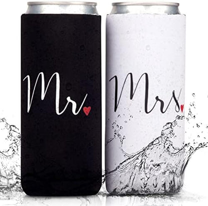  Wedding Can Coolers Mr And Mrs Gifts - Just Married Decorations, Wedding Day & Honeymoon Essentials, Presents For Newlywed Gifts For Couples, Wedding Gifts For Bride To Be And Groom - Gold