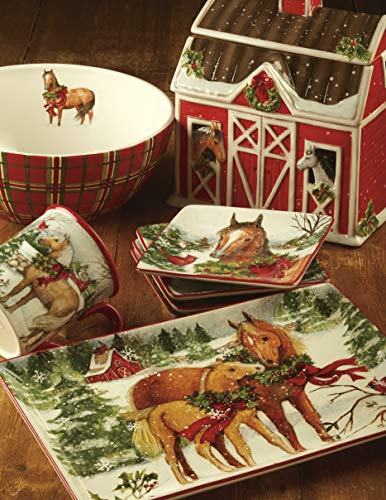  Hristmas On The Farm 3-D Barn Cookie Jar 10", Multicolored