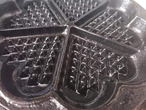  Cast Iron Waffle Heart Shape Maker With Handle Hoder And Basting Brush…