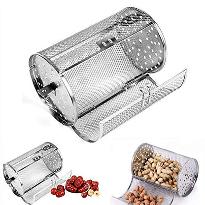  Stainless Steel Rotisserie Grill, 360 Degree Rotatable Heating Oven Cages Oven Racks Oven Basket, Oven Roaster Drum For Peanut Dried Nut Coffee Beans BBQ