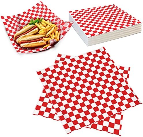  Deli Paper Sheets Sandwich Wrap Paper - 12x12" Food Wrapping Grease Resistant Checkered Liner Papers, Perfect For Restaurants, Barbecues, Picnics, Parties, Kids Meals, Outdoors - 250 Sheets