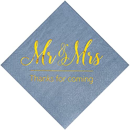  Wedding Napkins Mr Mrs Burgundy Silver Cocktail Beverage Dessert Disposable Napkins For Wedding Shower Engagement Party Decorations, Wedding Table Decor, 100 Pcs, 3-Ply