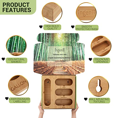  Ziplock Bag Organizer, Bamboo Organizer, Plastic Bag Organizer For Kitchen, Compatible With Gallon, Quart, Sandwich And Snack Variety Size Bag