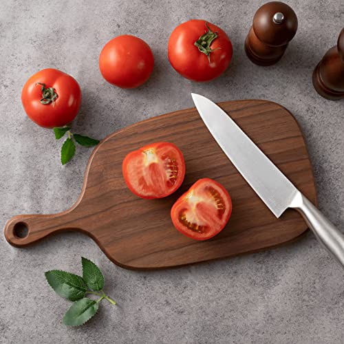  Wooden Cutting Boards For Kitchen, Thick Walnut Wood Chopping Board With Handle, Small Food Serving Board For Meat Veggies Charcuterie Cheese Crackers (15"x7.28"x0.8")