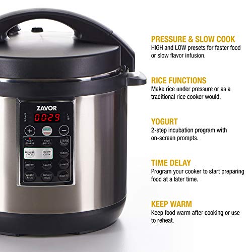  Avor LUX Multi-Cooker, 4 Quart Electric Pressure Cooker, Slow Cooker, Rice Cooker, Yogurt Maker And More - Stainless Steel (ZSELX01)