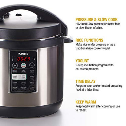  Avor LUX Multi-Cooker, 4 Quart Electric Pressure Cooker, Slow Cooker, Rice Cooker, Yogurt Maker And More - Stainless Steel (ZSELX01)