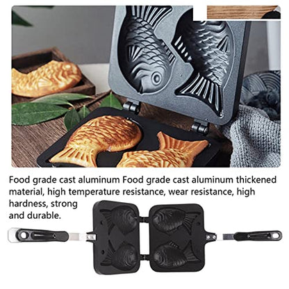  CHICIRIS Taiyaki Pan, Japanese Taiyaki Fish Waffle Maker Nonstick Cake Pan Pancake Double Pan, 7.1 X 5.5