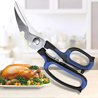  Latest 2020 Heavy Duty Kitchen Shears With Unique Curve Blade, No Rust Cooking Knives Multi-purpose Scissors For Turkey Poultry Chicken Meat Bone Nuts Cardboard