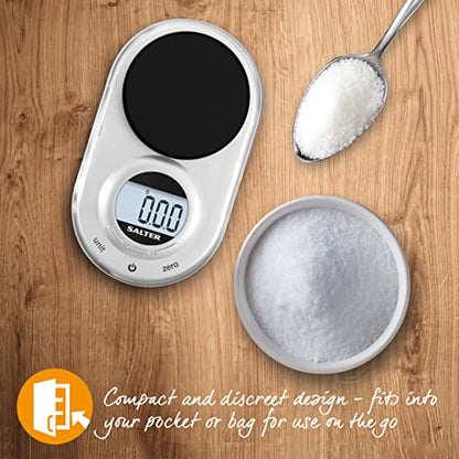 Salter Alter 1260 SVDRA Precision Electronic Scale, Micro Pocket Digital Scales, 500g Capacity, In 0.05g Increments, Neat Storage, Large LCD Display, Compact, Discreet Design, For Jewellery, Spices, Coins
