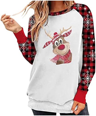  Crewneck Sweatshirts For Women Fall Plus Size Christmas Print Long Sleeve Sweatshirts Loose Tops Pullover Top Fall