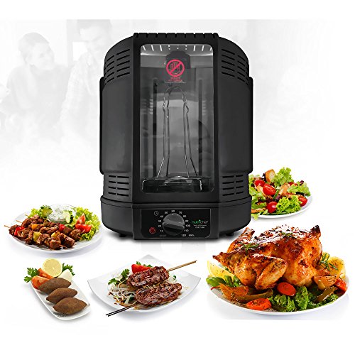  Vertical Countertop Rotisserie Oven Roaster, Rotating Shawarma And Kebab Machine With Skewer And Rack, Basket Tower, Roasting Rack, Poultry Tower, Drip Tray, For Meat Chicken Turkey Lamb