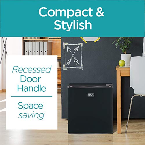  Commercial Chef CHM770B Countertop Microwave, 0.7 Cubic Feet, Black & BLACK+DECKER BCRK17B Compact Refrigerator Energy Star Single Door Mini Fridge With Freezer, 1.7 Cubic Feet, Black