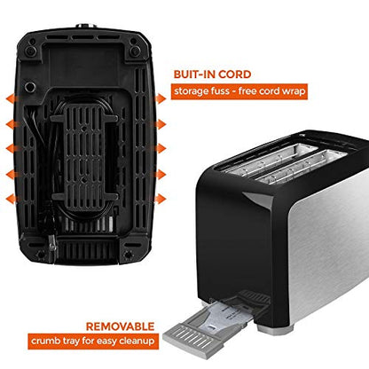  Toaster 2 Slice Stainless Steel Black Bagel Toasters Evenly And Quickly With 2 Wide Slots 7 Shade Settings And Removable Crumb Tray For Bread Waffles