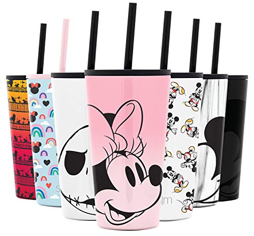  Disney Character Insulated Tumbler Cup With Flip Lid And Straw Lid | Reusable Stainless Steel Water Bottle Iced Coffee Travel Mug | Classic Collection | 16oz Minnie Mouse On Blush