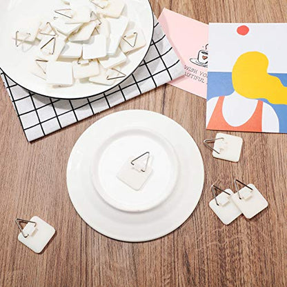  Invisible Adhesive Plate Hanger Vertical Plate Holders For Plate Pictures Wall Art Decor Supplies, 1.25 Inch (40 Pieces)
