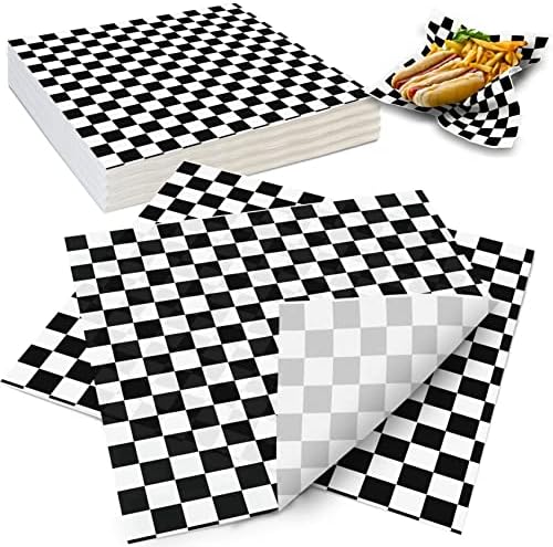  Deli Paper Sheets Sandwich Wrap Paper - 12x12" Food Wrapping Grease Resistant Checkered Liner Papers, Perfect For Restaurants, Barbecues, Picnics, Parties, Kids Meals, Outdoors - 250 Sheets