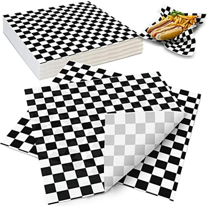  Deli Paper Sheets Sandwich Wrap Paper - 12x12" Food Wrapping Grease Resistant Checkered Liner Papers, Perfect For Restaurants, Barbecues, Picnics, Parties, Kids Meals, Outdoors - 250 Sheets