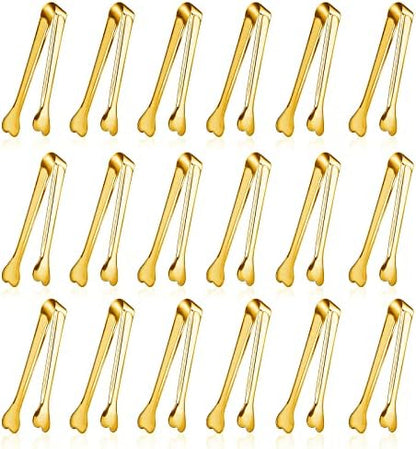  18 Pack Premium Small Serving Tongs, Mini Stainless Steel Appetizer Tongs 4.33Inch Silver