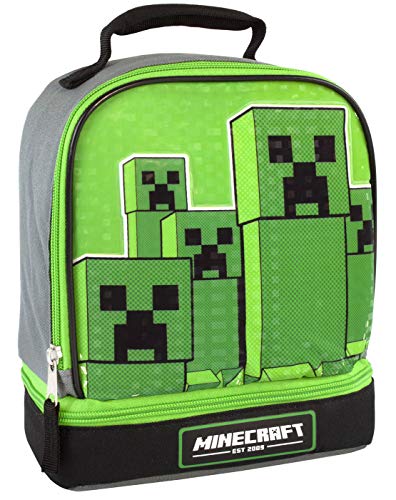 Minecraft Lunchbox Creeper Zip Compartment Green Lunch Bag One Size