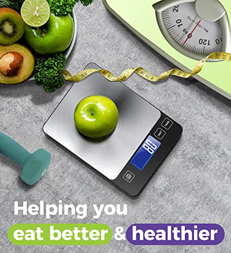  Scale Food 2 IN 1 Dual Power Mode Use For Meal Prep,[Load-bearing 33lb]Scale For Food Ounces And Grams, Unique CD-Grain Digital Kitchen Scale Stainless Steel Wear-Resistant Material Easy Clean